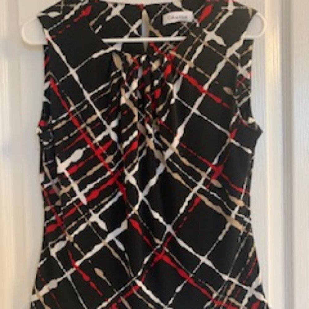 Calvin Klein Red and Black Sleeveless Blouse